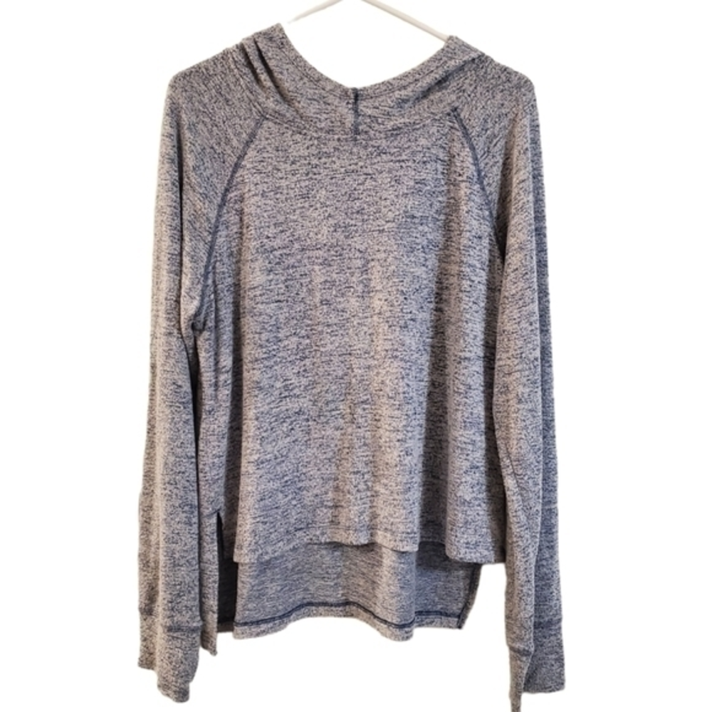 Apana Yoga Blue Pullover Hoodie High Neck Lightweight Sweater Women's Large